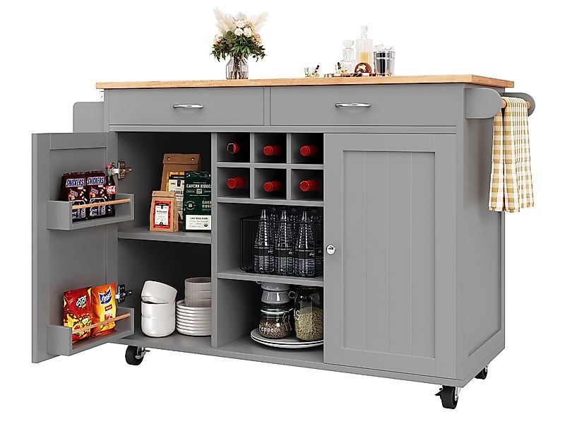 SeedWave Kücheninsel mit Arbeitsplatte, 6 Weinflaschenhalter, günstig online kaufen