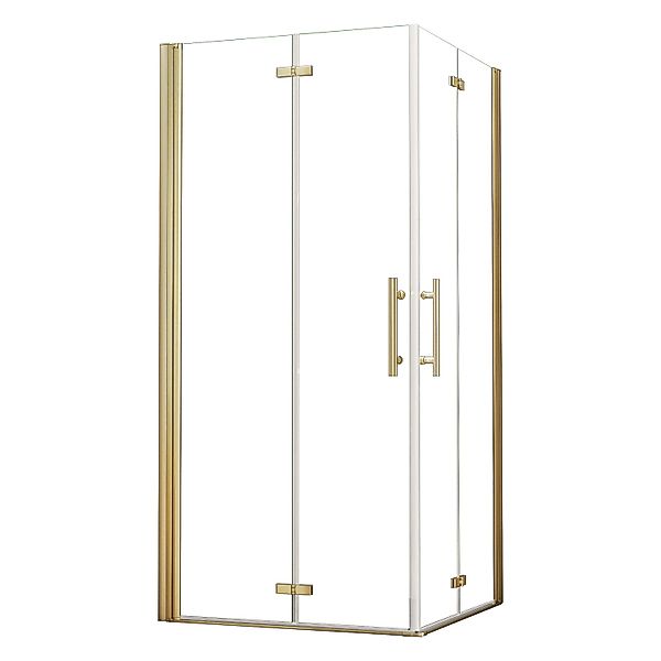 AICA 100x80cm Höhe 195cm Gold Gebürstet Falttür Duschkabinen 6mm NANO ESGgl günstig online kaufen