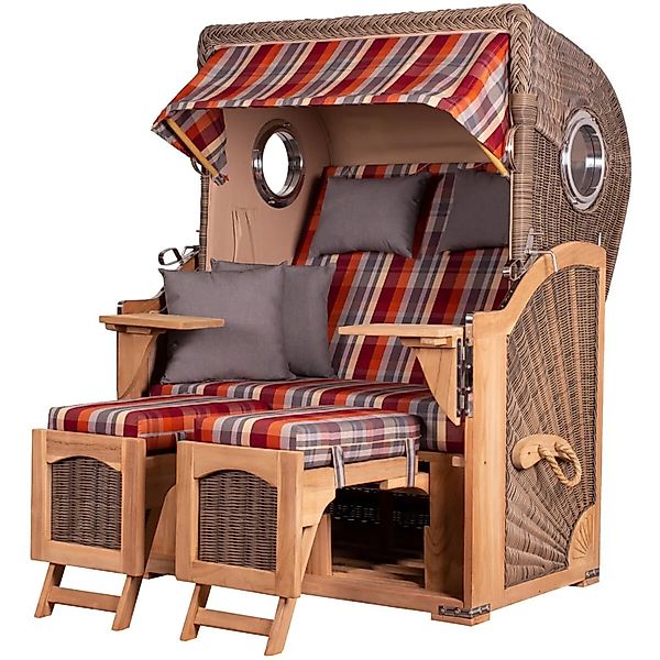 bene,iving Strandkorb Komplettset Ammersee Teak Bullauge PE Grau Modell 584 günstig online kaufen