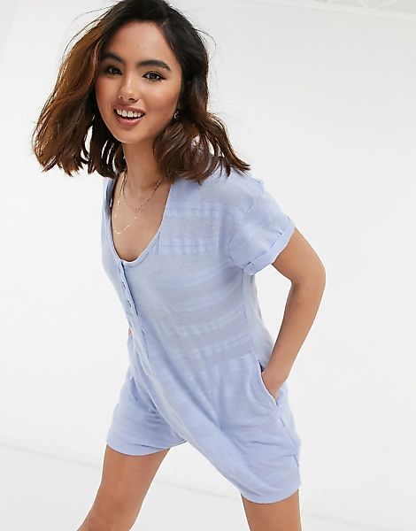 Cotton:On – Poloshirt-Playsuit in Blau günstig online kaufen