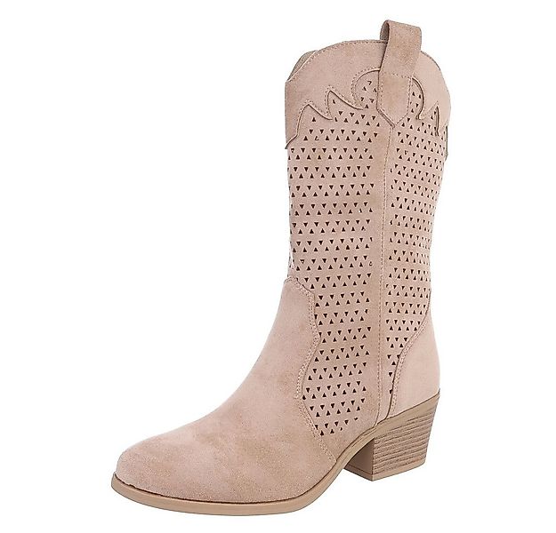 Ital-Design Moderne Damen-Stiefel mit Lochmuster und Blockabsatz Sommerboot günstig online kaufen