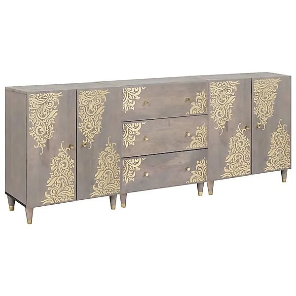 vidaXL Badezimmerschrank-Set 3 Stk Grau und Gold 180 x 33 x 75 cm 3310152 günstig online kaufen