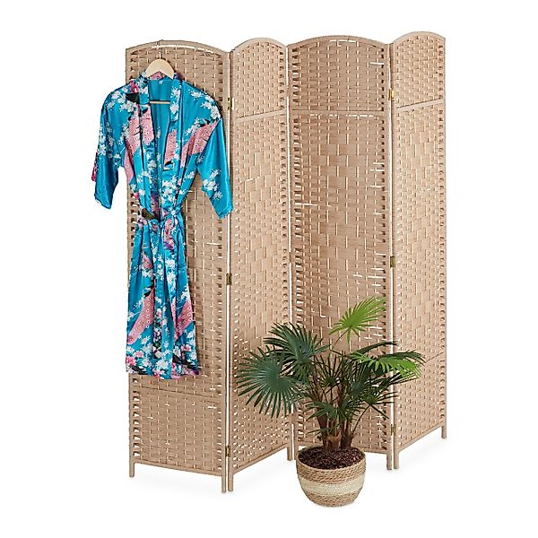 relaxdays Paravent 4 teilig im Naturto günstig online kaufen