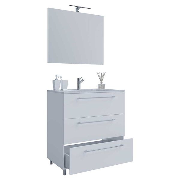 Waschplatz Bad Set weiß in modernem Design 46 cm tief (zweiteilig) günstig online kaufen