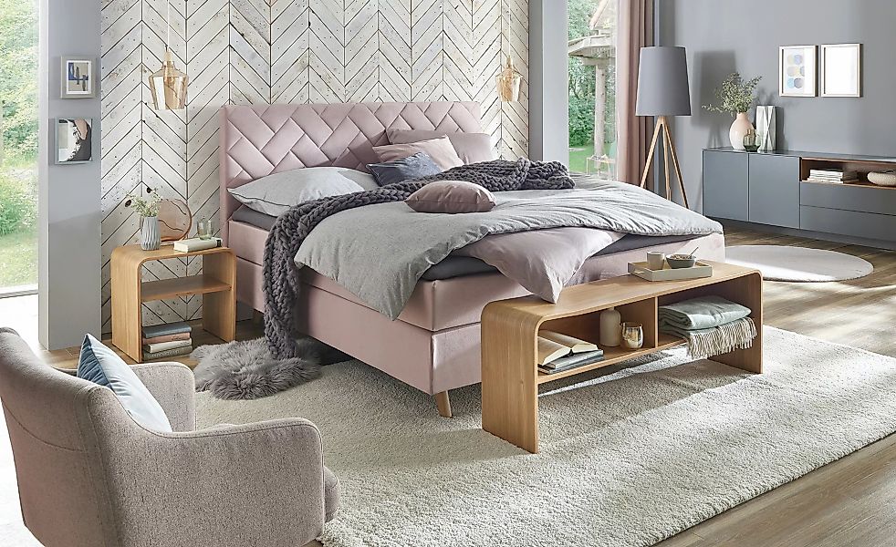 Boxspringbett  Weave ¦ rosa/pink ¦ Maße (cm): B: 160 H: 122 Betten > Boxspr günstig online kaufen