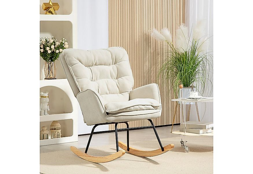 HOMCOM Schaukelstuhl mit Chenilleoptik (Schwingsessel, 1 St), bis 120 kg Be günstig online kaufen