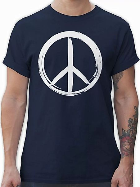 Shirtracer T-Shirt Peace Zeichen Pinsel Optik - weiß Sprüche Statement günstig online kaufen