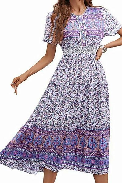 JDMGZSR Sommerkleid Damen modisches Sommerkleid florales Druckkleid elegant günstig online kaufen