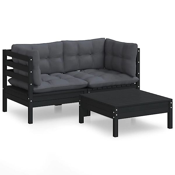 vidaXL Gartenlounge-Set 3-tlg. Garten-Lounge-Set mit Anthrazit günstig online kaufen