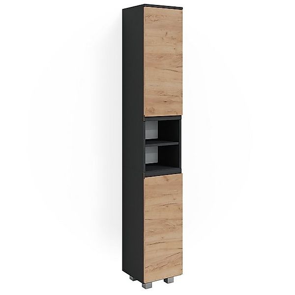 Vicco Badschrank J-Shape Anthrazit/Eiche 30 x 190 cm günstig online kaufen