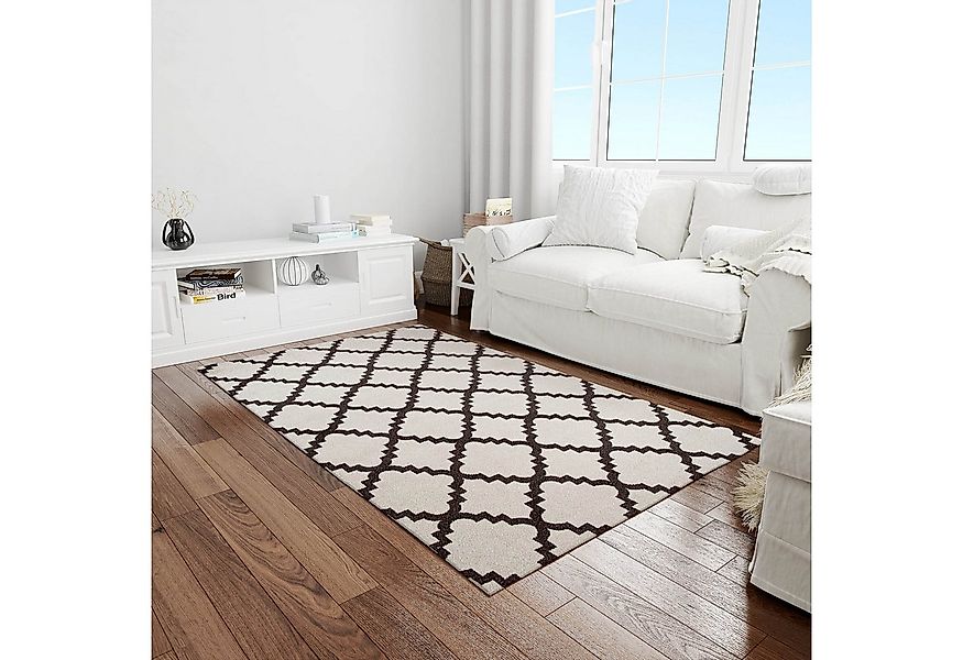 Jungengel Teppich Moderner Teppich mit geometrischem Muster – Creme Schwarz günstig online kaufen
