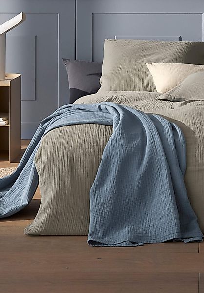 hessnatur Musselin Bettwäsche-Set aus Bio-Baumwolle - grün - Größe 240x220 günstig online kaufen