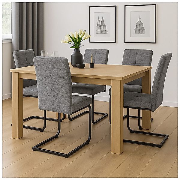 HTI-Living Freischwinger Esszimmerstuhl Kinsey Grau 4er-Set günstig online kaufen