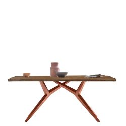 Designtisch aus Teak Recyclingholz Metall Vierfußgestell günstig online kaufen