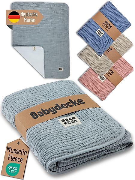 Babydecke Babydecke Musselin Fleecedecke flauschig weich - braun, BEARFOOT, günstig online kaufen