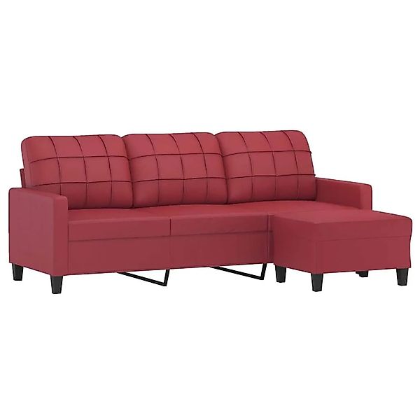 vidaXL 3-Sitzer-Sofa mit Hocker Weinrot 180 cm Kunstleder 3201017 günstig online kaufen