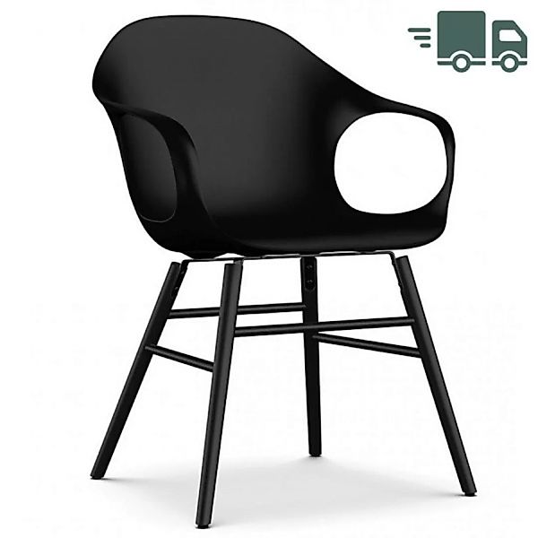 Kristalia ELEPHANT Stuhl mit Holzgestell schwarz Sitzschale schwarz günstig online kaufen