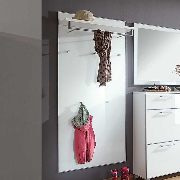 Wandpaneel Garderobe in Weiß Glas beschichtet 80 cm breit günstig online kaufen