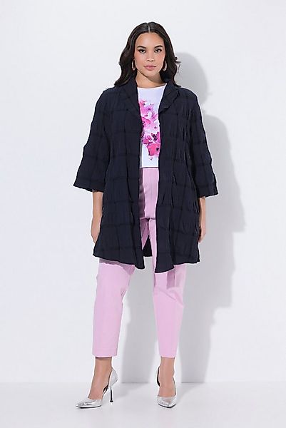 Ulla Popken Sommerjacke Jacke 3D-Struktur A-Linie V-Ausschnitt 3/4-Arm günstig online kaufen