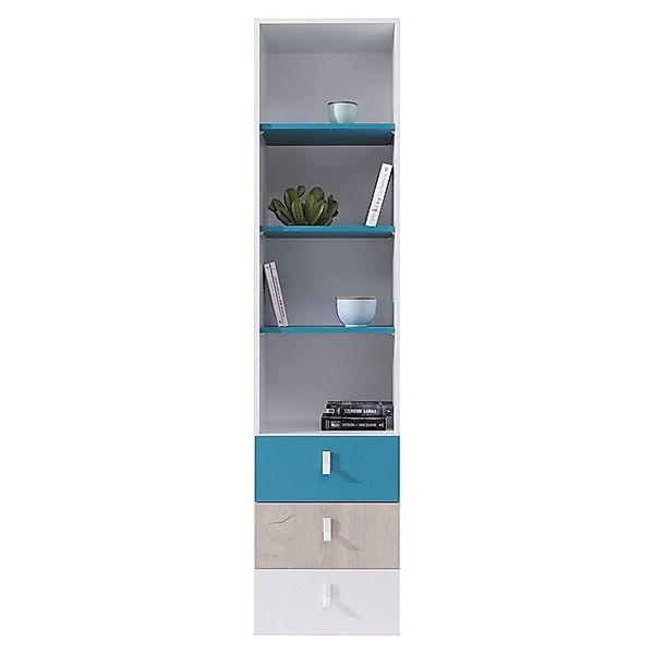 Lomadox Regal PITTSBURGH-133, Regalschrank, weiß/Eiche/blau günstig online kaufen