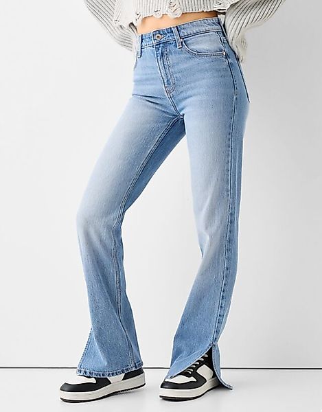 Bershka Bequeme Jeans-Schlaghose Mit Seitlichem Schlitz Damen 40 Ausgewasch günstig online kaufen
