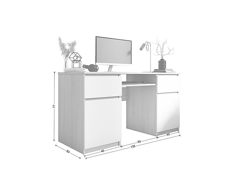 Faizee Möbel Schreibtisch ZOE 135 cm Schreibtisch günstig online kaufen