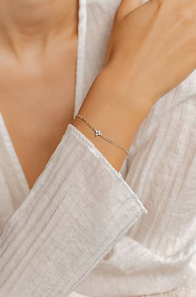 Hey Happiness Silberarmband Blume Zirkon Kettchen, günstig online kaufen