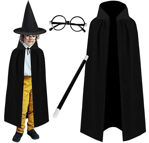 KRUZZEL Zauberer-Kostüm Zaubererkostüm, Cape, Hut, Zauberstab und Brille fü günstig online kaufen