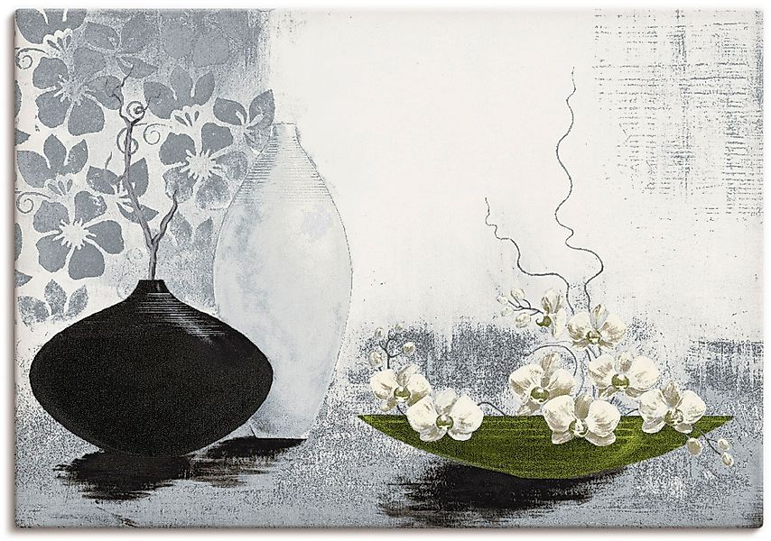 Artland Wandbild "Modernes bauchiges Gefäß mit Orchideen", Vasen & Töpfe, ( günstig online kaufen