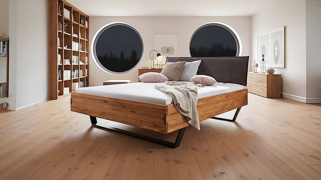 Massivart® Massivholzbett AMIRA / Massivholz / Wildeiche geölt / Kopfteil g günstig online kaufen