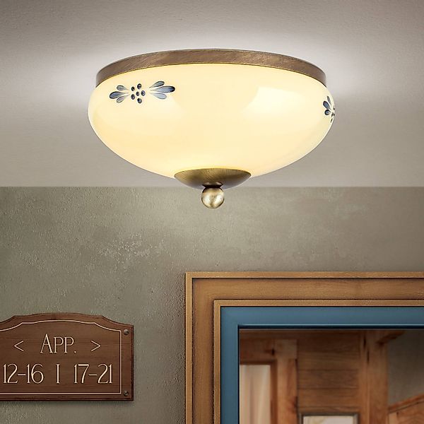 Deckenlampe Landhaus Patina creme blau Ø 21 cm günstig online kaufen