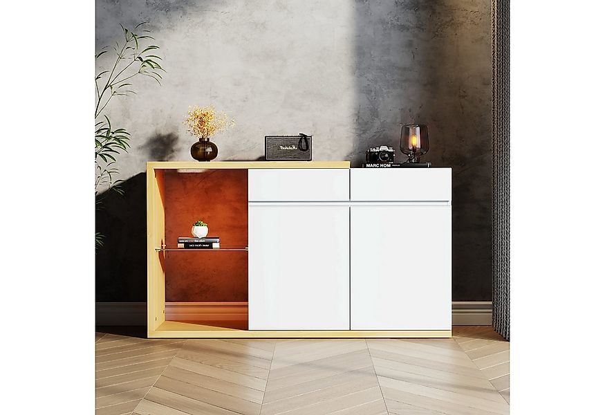 REDOM Sideboard LED Kommode Anrichte Beistelltisch (Kommode, Anrichte, Wohn günstig online kaufen
