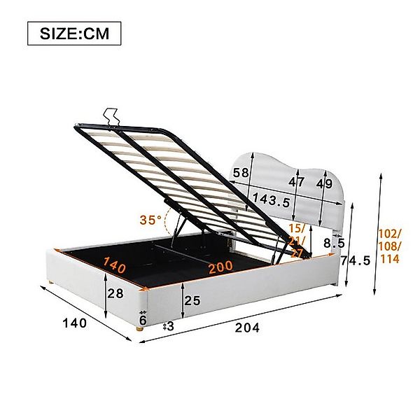 TavilaEcon Polsterbett hydraulisch Doppelbett, modernes Bettgestell mit Sta günstig online kaufen