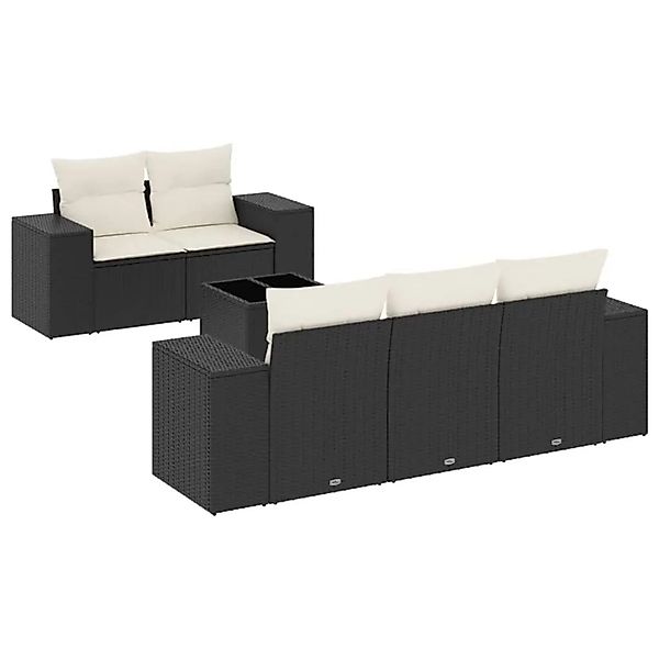 vidaXL 6-Tlg Garten-Sofagarnitur mit Kissen Schwarz Poly Rattan 3222295 günstig online kaufen