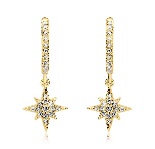 JEWLIX Paar Creolen Aus Vergoldetem 925er Silber mit Zirkonia und Stern Anh günstig online kaufen