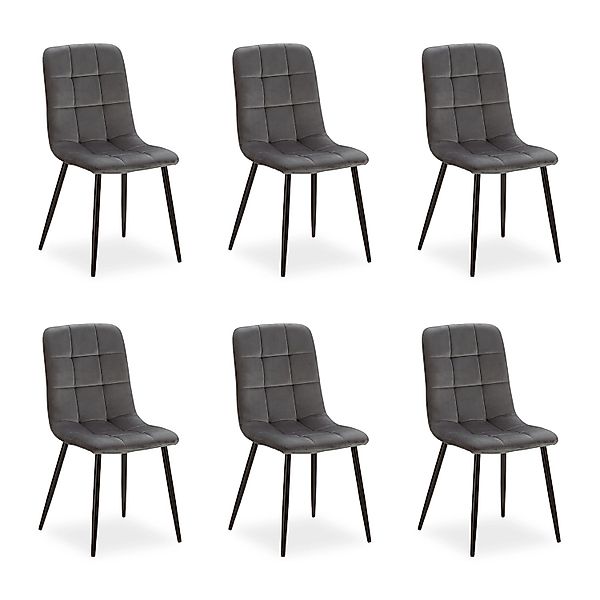 Homestyle4u Esszimmerstuhl 6er Set in Anthrazit Samt 2329 günstig online kaufen