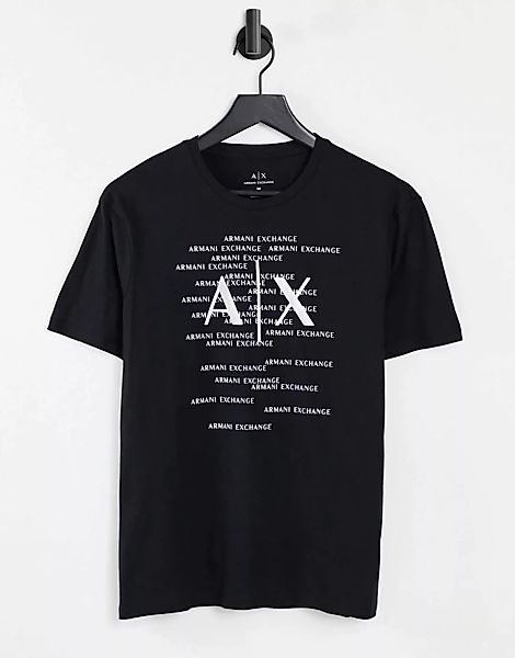 Armani Exchange – T-Shirt in Schwarz mit mittiger Textgrafik günstig online kaufen