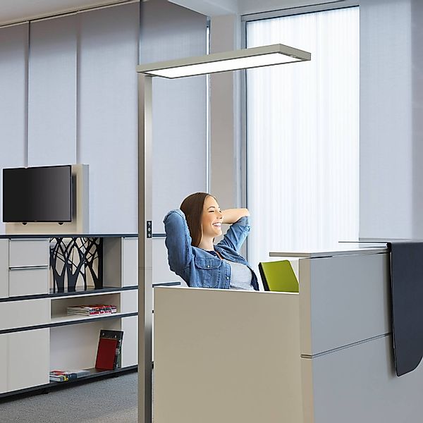 LED-Büro-Stehleuchte MAULsenja, silberfarben, Sensor, 196 cm günstig online kaufen