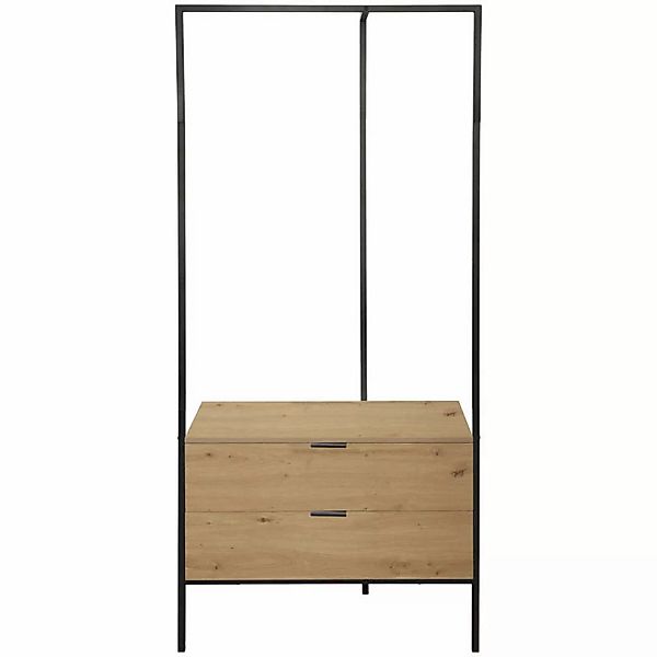 Kompaktgarderobe Jody Eiche Artisan Nachbildung schwarz B/H/T: ca. 85x190x4 günstig online kaufen