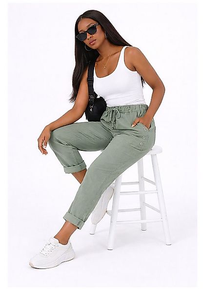 YC Fashion & Style Jogger Pants Sommerhose mit Elastikbund & Zierknöpfen – günstig online kaufen