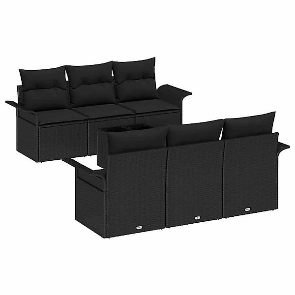 vidaXL Gartensofa-set mit Kissen 7-Tlg Schwarz Poly-Rattan 3353922 günstig online kaufen