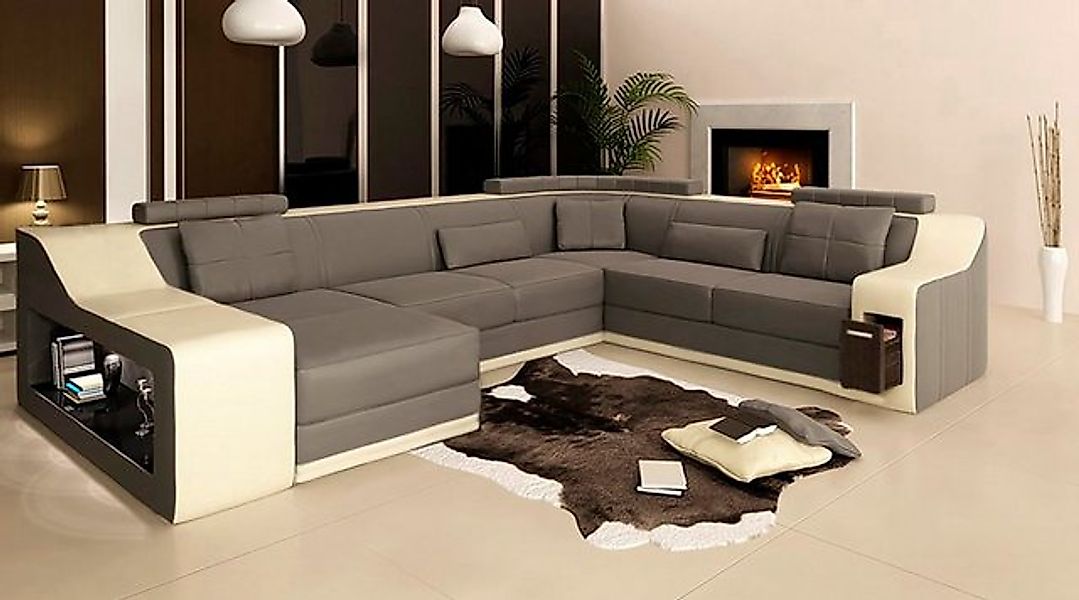 JVmoebel Ecksofa Ledersofa Couch Wohnlandschaft Eck Garnitur Sofa Schwarz, günstig online kaufen