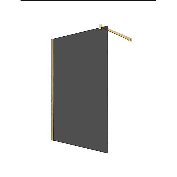 Glaszentrum Hagen 140x200cm Walk in Duschwand Grauglas - Gold Profil günstig online kaufen