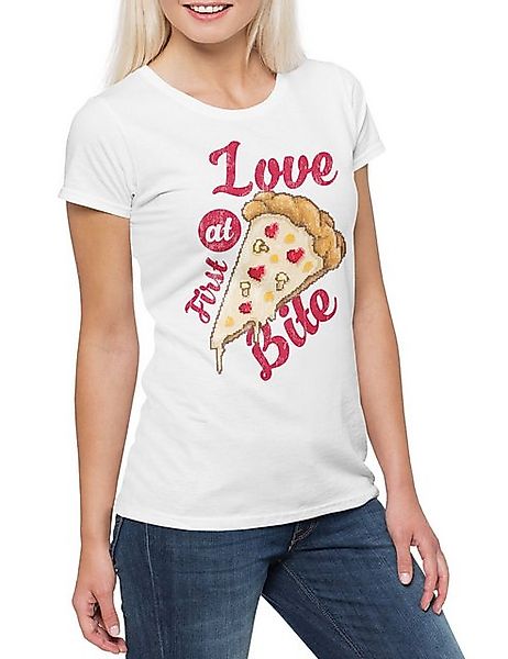 Urban Backwoods Print-Shirt Love At First Bite Damen T-Shirt Pizza Pizzabäc günstig online kaufen