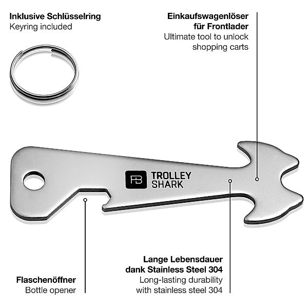 FABACH Schlüsselanhänger Trolley Shark Einkaufswagenlöser - günstig online kaufen