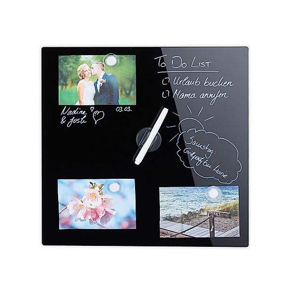 relaxdays Magnettafel Schwarze Magnettafel aus Glas, günstig online kaufen