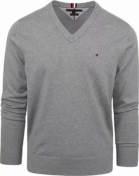 Tommy Hilfiger Pullover V-Ausschnitt Grau - Größe M günstig online kaufen