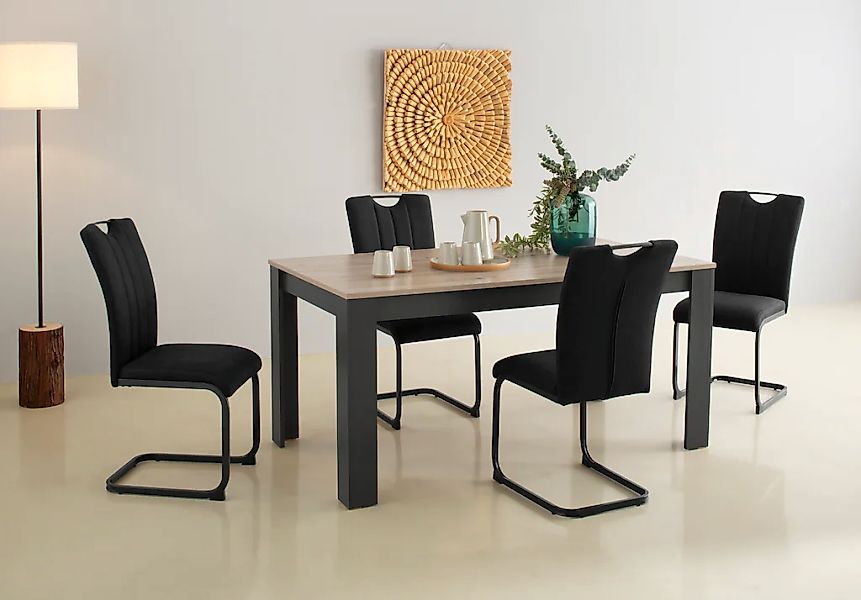 Home affaire Essgruppe "Napoli" Set, 4 Freischwinger + 1 Esstisch, 5 Stk. t günstig online kaufen
