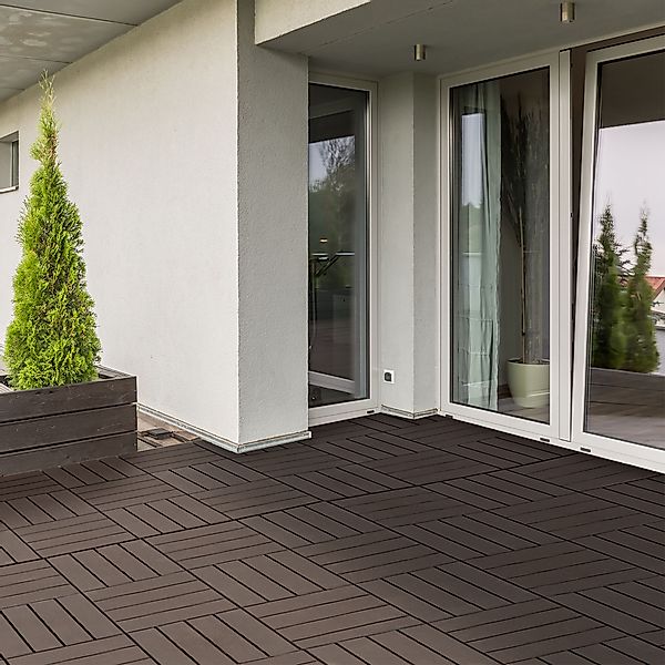 Outsunny Klickfliesen Balkon Patio 30 x 30 cm Garten-Klickfliese Bodenbelag günstig online kaufen