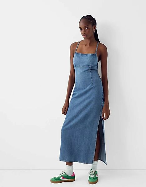 Bershka Langes Kleid Aus Denim Damen M Ausgewaschenes Blau günstig online kaufen